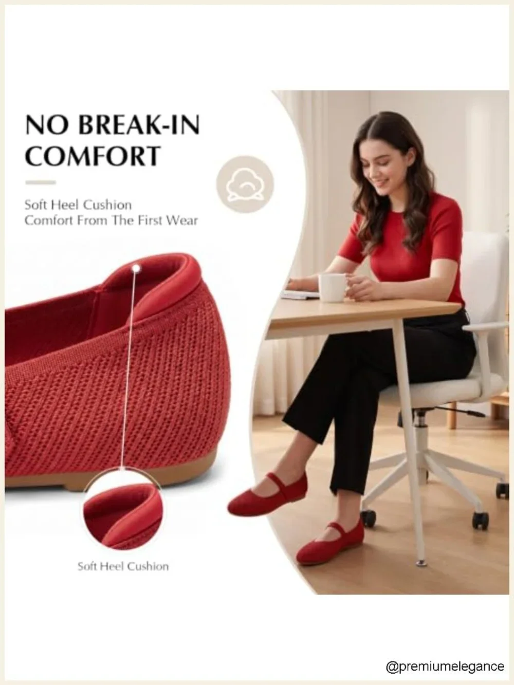 Women's Ballet Flats Round Toe Mary Jane Adjustable Straps Knit Slip On Shoes
